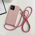 For iPhone XR Thicken Colorful TPU Phone Case with Braided Lanyard(Pink) - 1