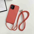 For iPhone XR Thicken Colorful TPU Phone Case with Braided Lanyard(Red) - 1