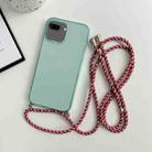 For iPhone 8 Plus / 7 Plus Thicken Colorful TPU Phone Case with Braided Lanyard(Green) - 1