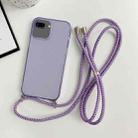 For iPhone 8 Plus / 7 Plus Thicken Colorful TPU Phone Case with Braided Lanyard(Purple) - 1