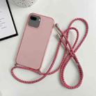 For iPhone 8 Plus / 7 Plus Thicken Colorful TPU Phone Case with Braided Lanyard(Pink) - 1