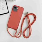 For iPhone 8 Plus / 7 Plus Thicken Colorful TPU Phone Case with Braided Lanyard(Red) - 1