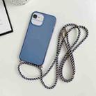 For iPhone 6 Plus / 6s Plus Thicken Colorful TPU Phone Case with Braided Lanyard(Dark Blue) - 1