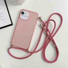 For iPhone 6 Plus / 6s Plus Thicken Colorful TPU Phone Case with Braided Lanyard(Pink) - 1