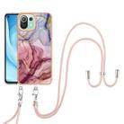 For Xiaomi 11 Lite Electroplating Marble Dual-side IMD Phone Case with Lanyard(Rose Red 014) - 1