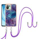 For Xiaomi 11 Lite Electroplating Marble Dual-side IMD Phone Case with Lanyard(Purple 016) - 1