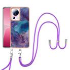 For Xiaomi 13 Lite 5G Electroplating Marble Dual-side IMD Phone Case with Lanyard(Purple 016) - 1