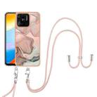 For Xiaomi Redmi 10C Electroplating Marble Dual-side IMD Phone Case with Lanyard(Rose Gold 015) - 1