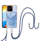 For Xiaomi Redmi 10C Electroplating Marble Dual-side IMD Phone Case with Lanyard(Blue 018) - 1
