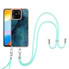 For Xiaomi Redmi 10C Electroplating Marble Dual-side IMD Phone Case with Lanyard(Green 017) - 1