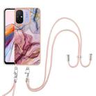 For Xiaomi Redmi 12C / 11A 4G Global Electroplating Marble Dual-side IMD Phone Case with Lanyard(Rose Red 014) - 1