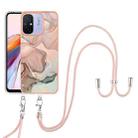 For Xiaomi Redmi 12C / 11A 4G Global Electroplating Marble Dual-side IMD Phone Case with Lanyard(Rose Gold 015) - 1