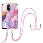 For Xiaomi Redmi 12C / 11A 4G Global Electroplating Marble Dual-side IMD Phone Case with Lanyard(Pink 013) - 1