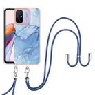 For Xiaomi Redmi 12C / 11A 4G Global Electroplating Marble Dual-side IMD Phone Case with Lanyard(Blue 018) - 1