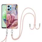 For Xiaomi Redmi Note 12 5G Global Electroplating Marble Dual-side IMD Phone Case with Lanyard(Rose Red 014) - 1