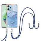For Xiaomi Redmi Note 12 5G Global Electroplating Marble Dual-side IMD Phone Case with Lanyard(Blue 018) - 1