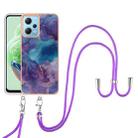 For Xiaomi Redmi Note 12 5G Global Electroplating Marble Dual-side IMD Phone Case with Lanyard(Purple 016) - 1