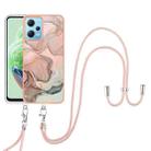 For Xiaomi Poco X5 5G Electroplating Marble Dual-side IMD Phone Case with Lanyard(Rose Gold 015) - 1