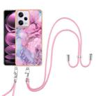 For Xiaomi Redmi Note 12 Pro 5G Global Electroplating Marble Dual-side IMD Phone Case with Lanyard(Pink 013) - 1