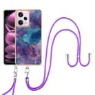 For Xiaomi Redmi Note 12 Pro 5G Global Electroplating Marble Dual-side IMD Phone Case with Lanyard(Purple 016) - 1