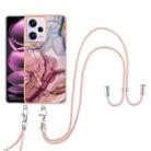 For Xiaomi Poco X5 Pro 5G Electroplating Marble Dual-side IMD Phone Case with Lanyard(Rose Red 014) - 1