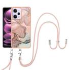 For Xiaomi Poco X5 Pro 5G Electroplating Marble Dual-side IMD Phone Case with Lanyard(Rose Gold 015) - 1
