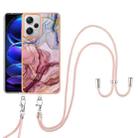 For Xiaomi Redmi Note 12 Pro+ Electroplating Marble Dual-side IMD Phone Case with Lanyard(Rose Red 014) - 1