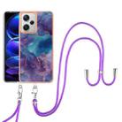 For Xiaomi Redmi Note 12 Pro+ Electroplating Marble Dual-side IMD Phone Case with Lanyard(Purple 016) - 1