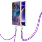 For Xiaomi Poco F5 5G Electroplating Marble Dual-side IMD Phone Case with Lanyard(Purple 016) - 1