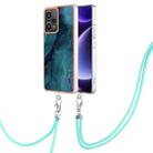 For Xiaomi Poco F5 5G Electroplating Marble Dual-side IMD Phone Case with Lanyard(Green 017) - 1