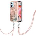 For Xiaomi Redmi Note 12 4G Global Electroplating Marble Dual-side IMD Phone Case with Lanyard(Rose Gold 015) - 1