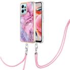 For Xiaomi Redmi Note 12 4G Global Electroplating Marble Dual-side IMD Phone Case with Lanyard(Pink 013) - 1