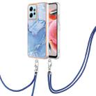 For Xiaomi Redmi Note 12 4G Global Electroplating Marble Dual-side IMD Phone Case with Lanyard(Blue 018) - 1