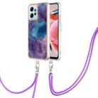 For Xiaomi Redmi Note 12 4G Global Electroplating Marble Dual-side IMD Phone Case with Lanyard(Purple 016) - 1