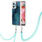 For Xiaomi Redmi Note 12 4G Global Electroplating Marble Dual-side IMD Phone Case with Lanyard(Green 017) - 1