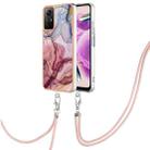 For Xiaomi Redmi Note 12S 4G Electroplating Marble Dual-side IMD Phone Case with Lanyard(Rose Red 014) - 1