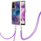 For Xiaomi Redmi Note 12S 4G Electroplating Marble Dual-side IMD Phone Case with Lanyard(Purple 016) - 1