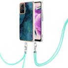 For Xiaomi Redmi Note 12S 4G Electroplating Marble Dual-side IMD Phone Case with Lanyard(Green 017) - 1