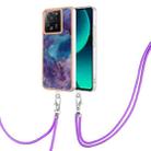 For Xiaomi 13T/13T Pro Electroplating Marble Dual-side IMD Phone Case with Lanyard(Purple 016) - 1