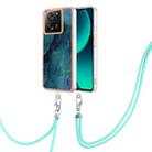For Xiaomi 13T/13T Pro Electroplating Marble Dual-side IMD Phone Case with Lanyard(Green 017) - 1