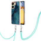 For Xiaomi Redmi 13C 4G Electroplating Marble Dual-side IMD Phone Case with Lanyard(Green 017) - 1