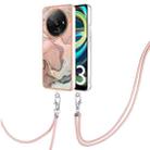 For Xiaomi Redmi A3 Electroplating Marble Dual-side IMD Phone Case with Lanyard(Rose Gold 015) - 1