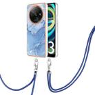 For Xiaomi Redmi A3 Electroplating Marble Dual-side IMD Phone Case with Lanyard(Blue 018) - 1