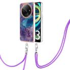 For Xiaomi Redmi A3 Electroplating Marble Dual-side IMD Phone Case with Lanyard(Purple 016) - 1