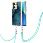 For Xiaomi Redmi Note 13 4G Global Electroplating Marble Dual-side IMD Phone Case with Lanyard(Green 017) - 1