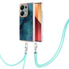 For Xiaomi Redmi Note 13 Pro 4G Global Electroplating Marble Dual-side IMD Phone Case with Lanyard(Green 017) - 1