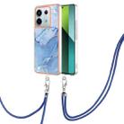 For Xiaomi Redmi Note 13 Pro 5G Global Electroplating Marble Dual-side IMD Phone Case with Lanyard(Blue 018) - 1