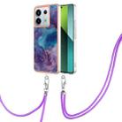 For Xiaomi Redmi Note 13 Pro 5G Global Electroplating Marble Dual-side IMD Phone Case with Lanyard(Purple 016) - 1