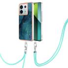 For Xiaomi Redmi Note 13 Pro 5G Global Electroplating Marble Dual-side IMD Phone Case with Lanyard(Green 017) - 1