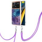 For Xiaomi Redmi K70E Electroplating Marble Dual-side IMD Phone Case with Lanyard(Purple 016) - 1